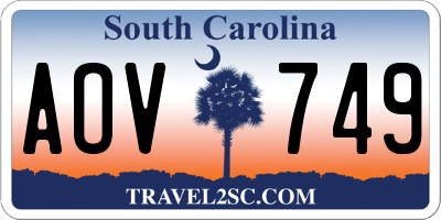 SC license plate AOV749