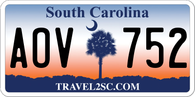 SC license plate AOV752