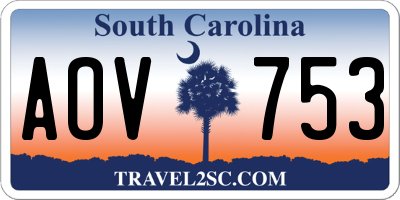 SC license plate AOV753