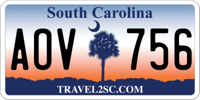 SC license plate AOV756