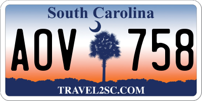 SC license plate AOV758