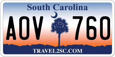 SC license plate AOV760