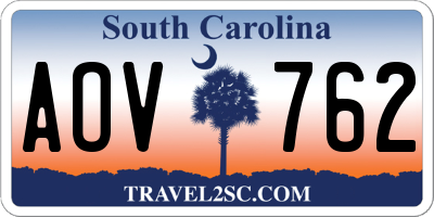SC license plate AOV762