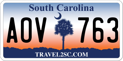 SC license plate AOV763