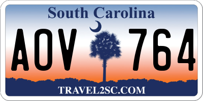 SC license plate AOV764