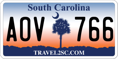 SC license plate AOV766