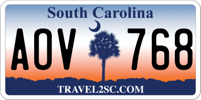 SC license plate AOV768