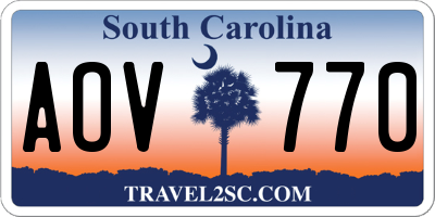 SC license plate AOV770