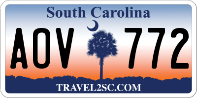 SC license plate AOV772