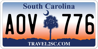 SC license plate AOV776