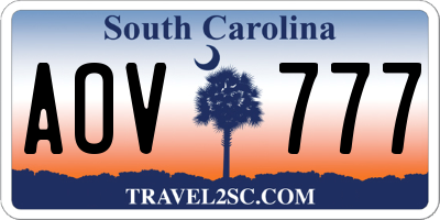 SC license plate AOV777