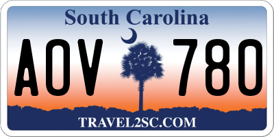 SC license plate AOV780