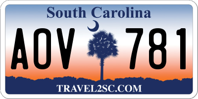 SC license plate AOV781
