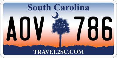 SC license plate AOV786
