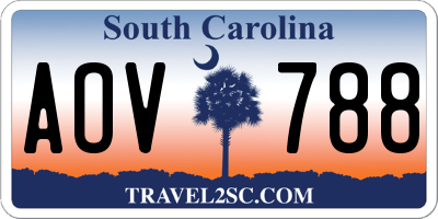 SC license plate AOV788