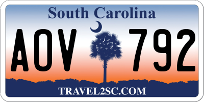 SC license plate AOV792