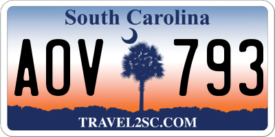 SC license plate AOV793