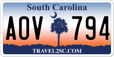 SC license plate AOV794