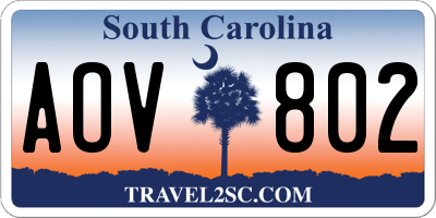 SC license plate AOV802