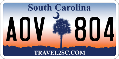 SC license plate AOV804
