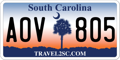 SC license plate AOV805
