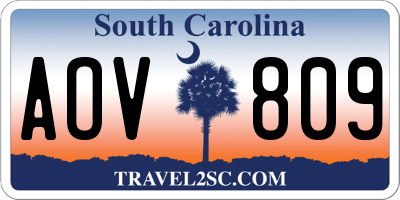 SC license plate AOV809