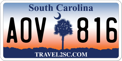 SC license plate AOV816