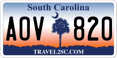SC license plate AOV820