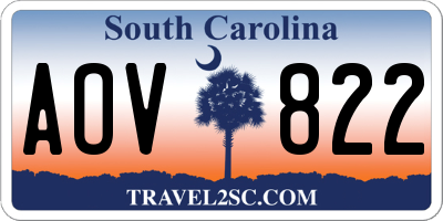 SC license plate AOV822