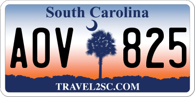 SC license plate AOV825