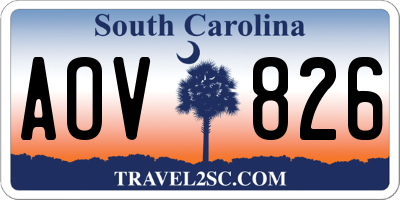 SC license plate AOV826