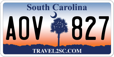 SC license plate AOV827