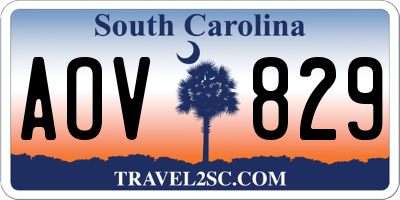 SC license plate AOV829