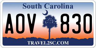 SC license plate AOV830