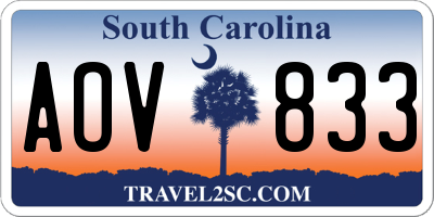 SC license plate AOV833