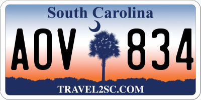 SC license plate AOV834