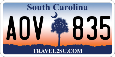 SC license plate AOV835