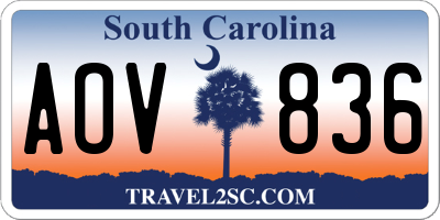 SC license plate AOV836