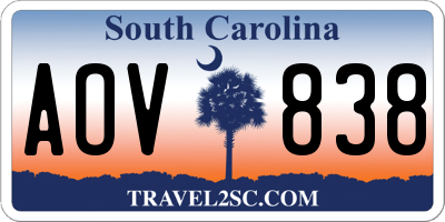 SC license plate AOV838