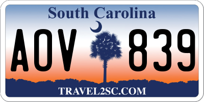SC license plate AOV839
