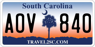 SC license plate AOV840