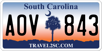 SC license plate AOV843