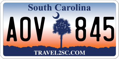 SC license plate AOV845