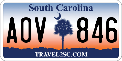 SC license plate AOV846