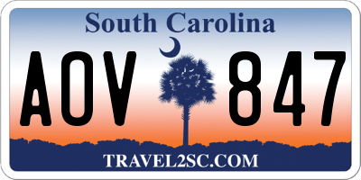 SC license plate AOV847