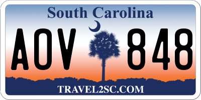 SC license plate AOV848