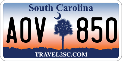 SC license plate AOV850