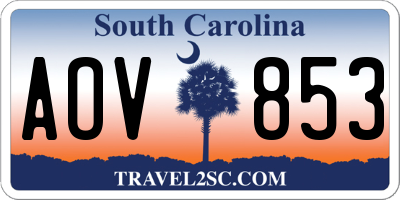 SC license plate AOV853