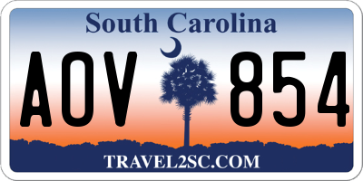 SC license plate AOV854