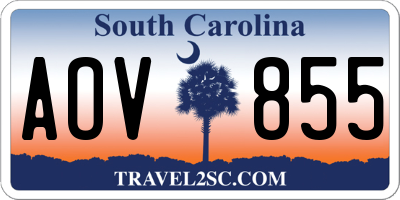 SC license plate AOV855
